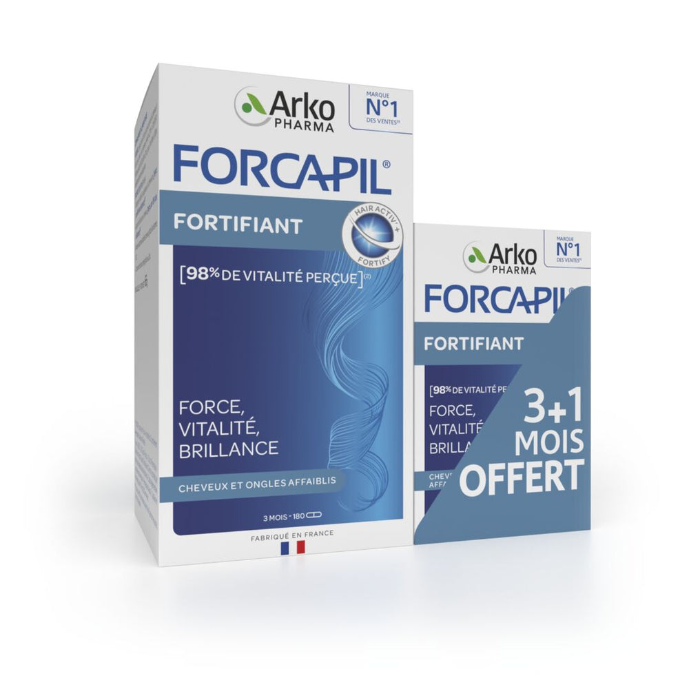 Forcapil® Fortifiant, Cheveux et Ongles - Lot 3 mois + 1 mois offert