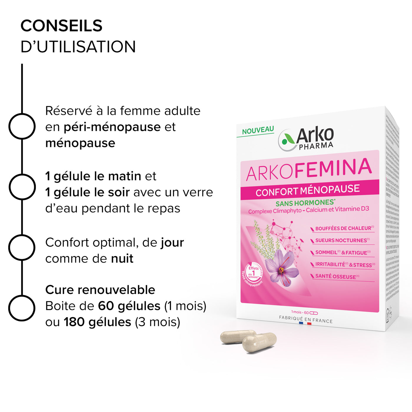 Arkofemina Confort Ménopause - 2 mois + 1 mois offert