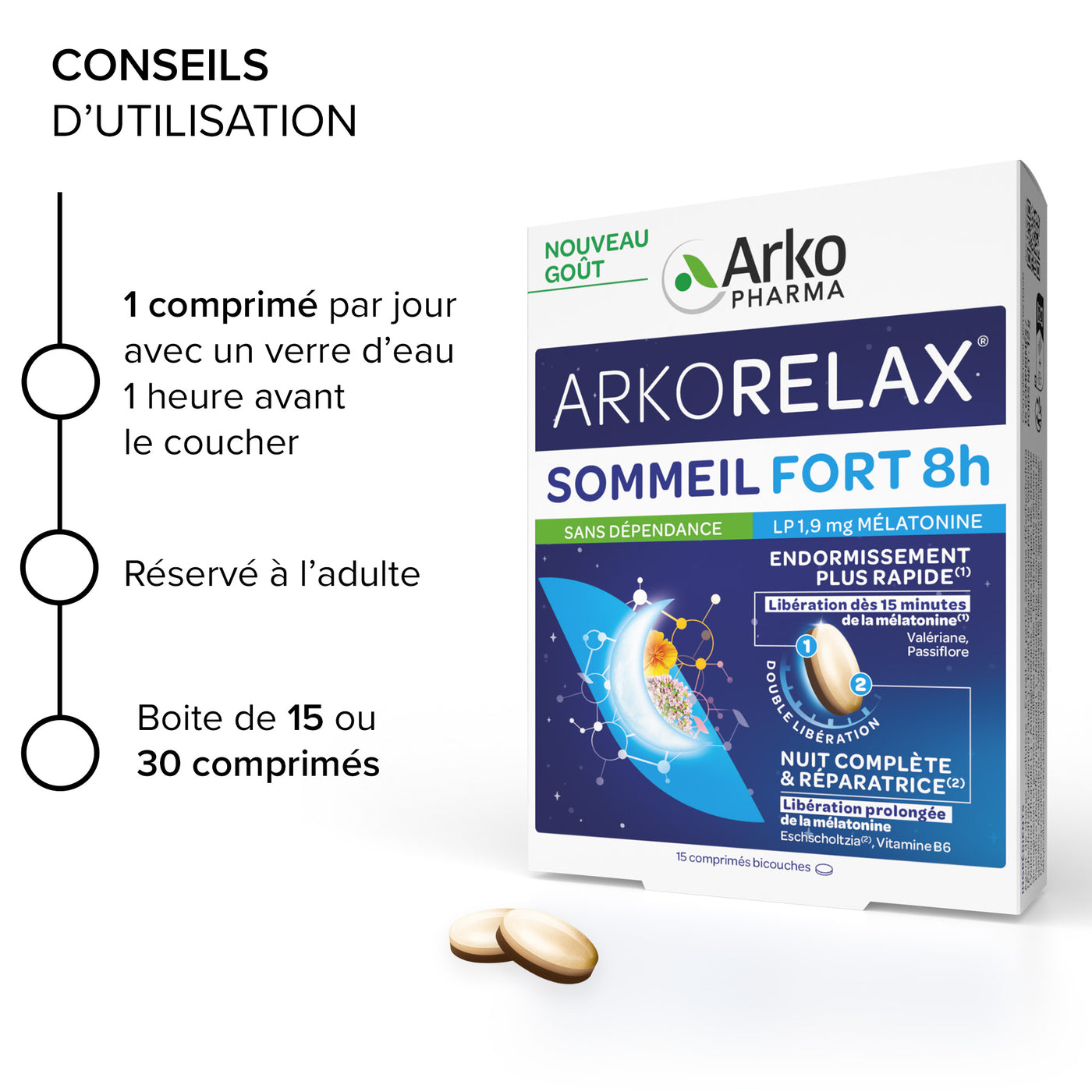 Arkorelax® Sommeil Fort 8H - 15 comprimés