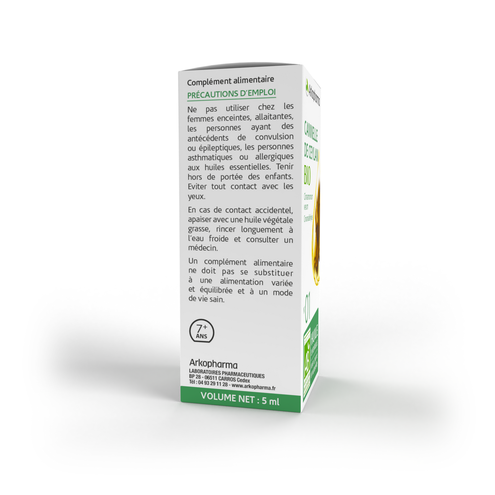 Huile essentielle «label ONCT»<br>CANNELLE DE CEYLAN 10 ml : Holisaroma, l' essentiel de l'aromathérapie familiale